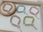 Pulsera De Piedras Estilo Artesanal Elastica Reforzada Colores Dije moños - 图片 2