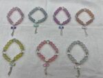 Pulsera De Piedras Estilo Artesanal Elastica Reforzada Colores Dije moños