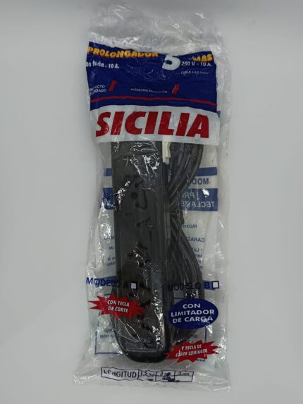 Zapatillas alargue 3mts 5 Bocas con tecla220v Sicilia