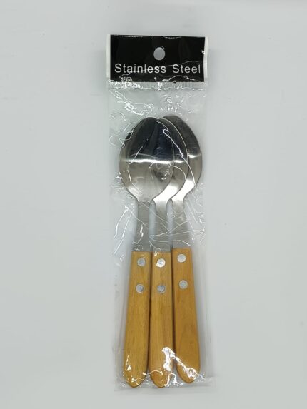 Juego de cucharas set X 3 mango madera acero