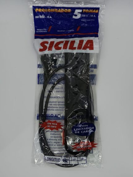 Zapatillas alargue 1.5mts 5 Bocas con tecla220v Sicilia