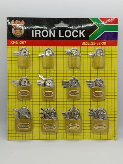 Candado reforzados iron lock TSA acero dorado 32mm 38mm 50mm pack 12 llaves