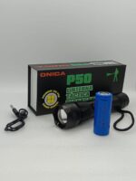 Linterna P50 metálica recargable flashlight blanco negro