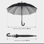 Paraguas grande negro lluvia antisol mango curvo 100cm largo 80cm - 图片 4