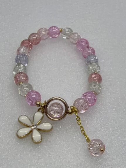 Pulseras De Cuentas Transparentes Elastizadas Con Dije Flores