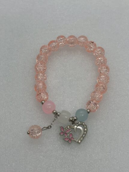 Pulsera De Cristal Elastica Cuentas Colores Vidrio Dije Corazón yi pidió