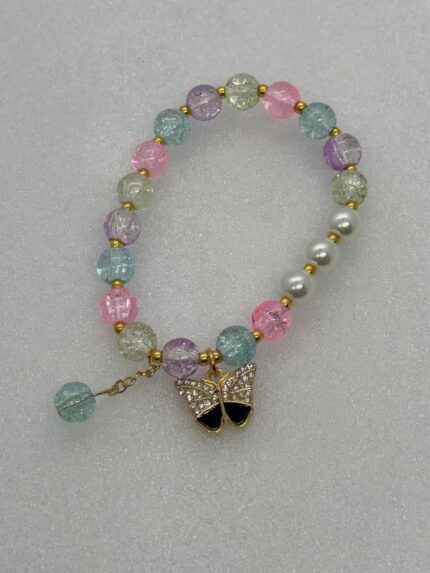 Pulsera De Cristal Elastica Cuentas Colores Vidrio Dije multicolor