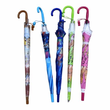 Paragua infantil escolar personajes lluvia (65cm largo)