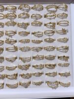Pack X 1 Anillo de dorado con diamantes forma surtidos - 图片 2