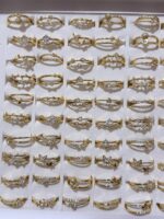 Pack X 1 Anillo de dorado con diamantes forma surtidos - 图片 3
