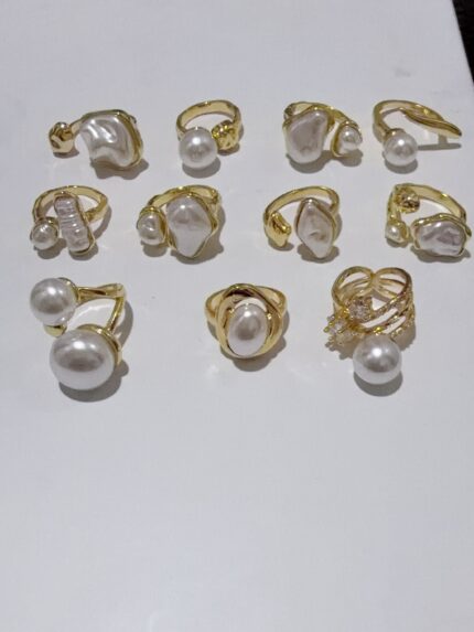 Pack X 1 Anillo de dorado artificial de perla