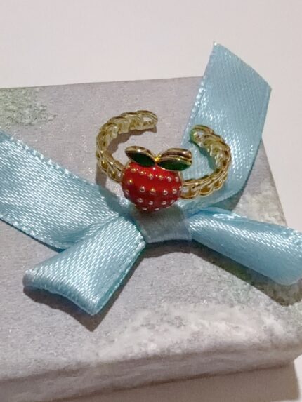 Pack X 1 Un anillo de apertura dorado en forma de frutilla