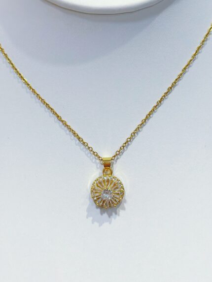 Cadena y dije flores color dorado puede rotar