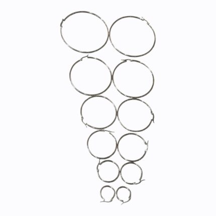 Pack X 12 Aros Aritos Argollas Acero Quirúrgico Plateado（2 X 20mm，2 X 30mm， 2 X 40 mm ， 2 X 50mm， 2 X 60mm ， 2 X 70mm）