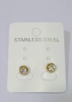 Pack X 12 pares Aros De Strass De Acero Quirúrgico color dorado
