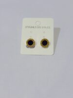Pack X12 Pares Aros Redondos Acero Quirúrgico Negro Dorado Hombre Mujer （9mm）