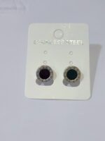 Pack X12 pares Aros Redondos Acero Quirúrgico Negro Plateado Hombre Mujer （9mm）