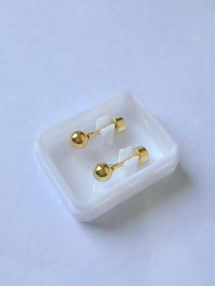 Pack X 12 Pares Aros Abridores Aritos Acero Quirúrgico Bolita Par Dorado （4mm）