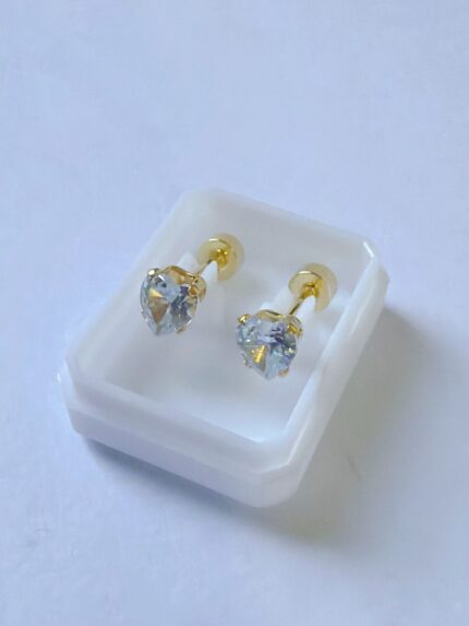 Pack X 12 Pares Aros Abridores Corazón  De Strass De Acero Quirúrgico Dorado