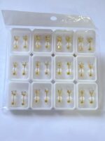 Pack X 12 Pares Aros Abridores Corazón  De Strass De Acero Quirúrgico Dorado - 图片 2