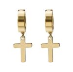 Pack X 12 pares Aros Hombre Mujer Cruz Aros A Presión De Acero Quirúrgico color dorado