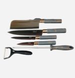 Set X4 Cuchillos Cocina + Pelador + Chaira Acero Inoxidable