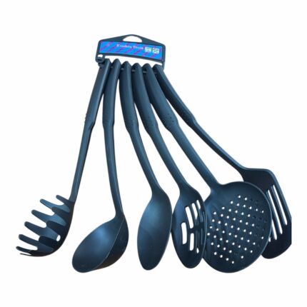 Set De 6 Utensilios Cocina Plastico Antiadherente Negro