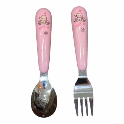 Set Cubiertos Bebé Acero Inoxidable Pack X 2